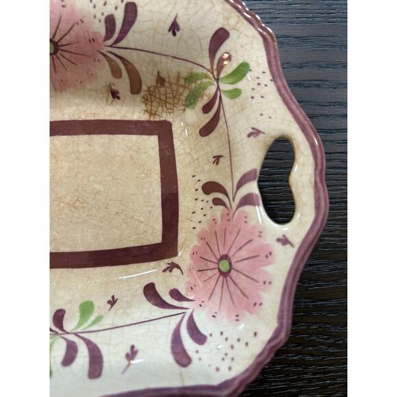 MARKED OLD CASTLE COPPER LUSTREWARE collectible dish Made in England handpainted - Picture 6 of 8